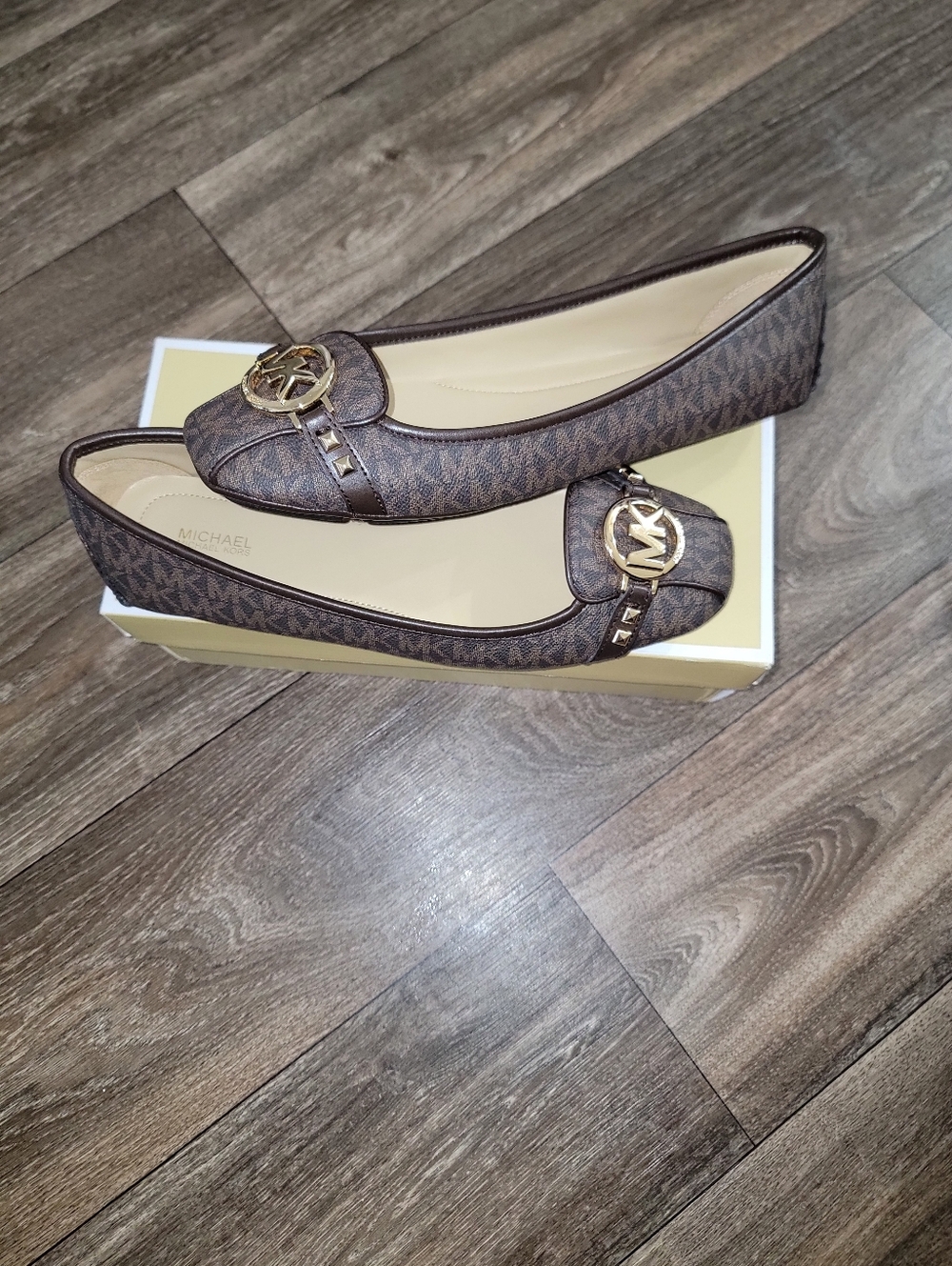 Michael Kors Brown Fulton Moc Flats with Gold Accent - Picture 5 of 6